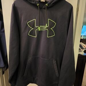 Under Armour Men's Navy Sweater with Neon Green Logo